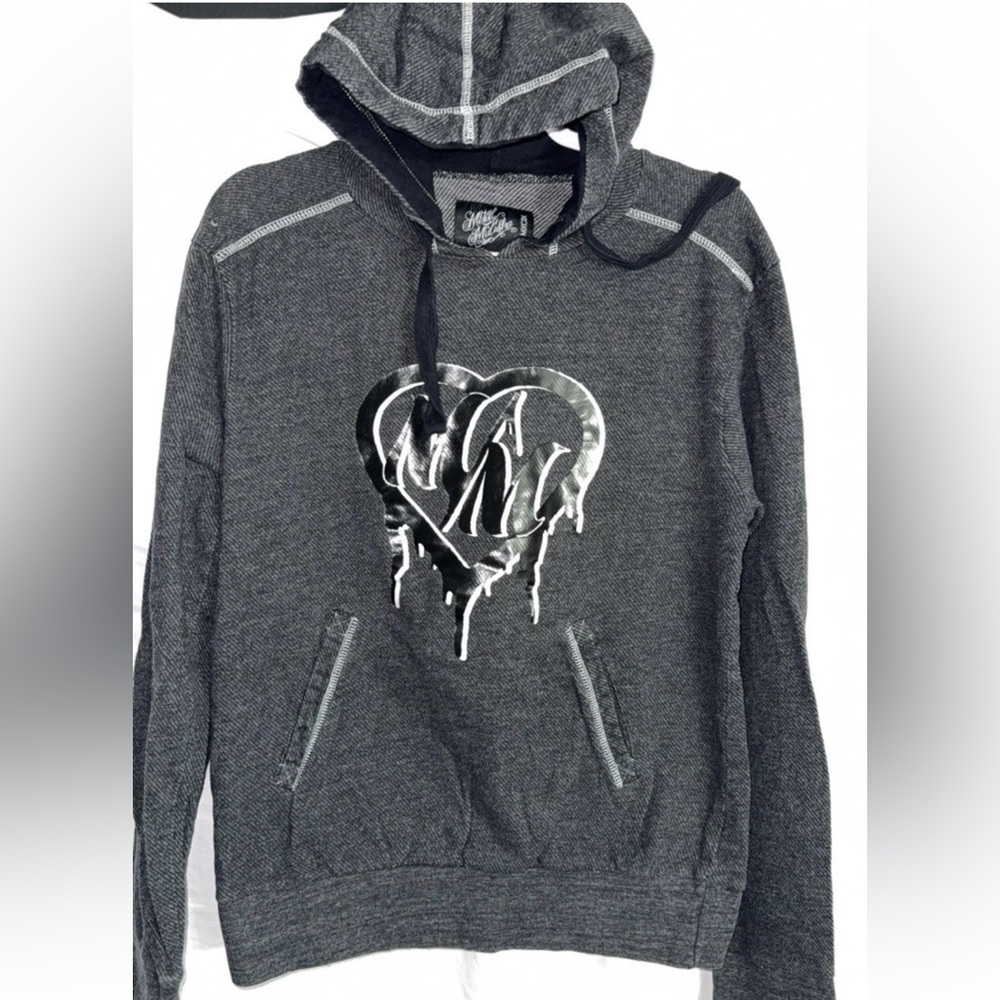 Metal Mulisha Gray Hoodie with Heart Design large